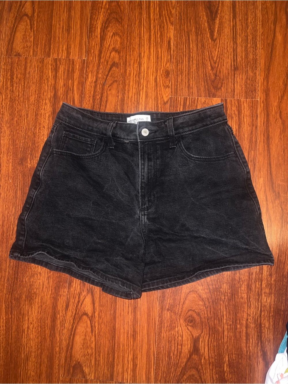 Abercrombie & Fitch Black High-Rise Denim Shorts